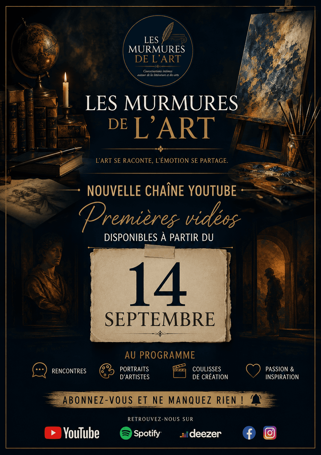 Nouvelle chaîne YouTube — premières vidéos disponibles à partir du 14 septembre