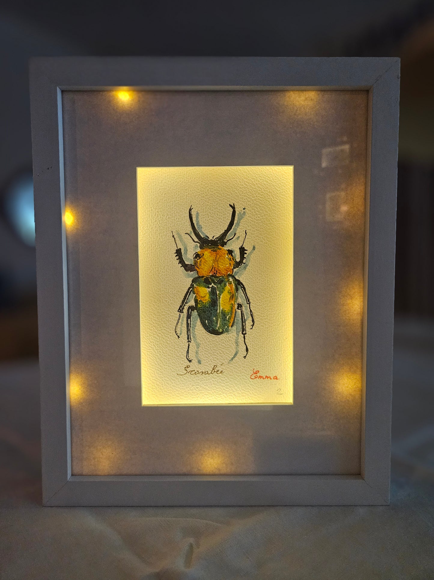 Peinture insecte " Scarabée" avec encadrement lumineux