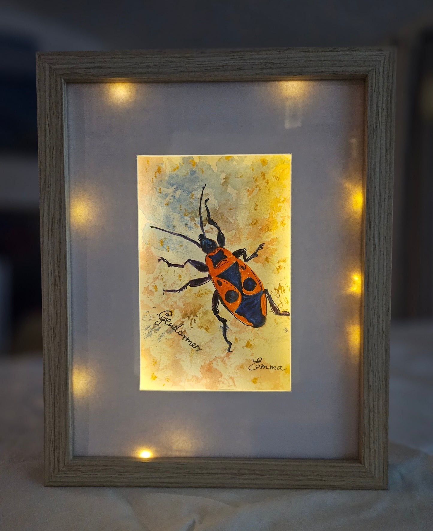 Peinture insecte "gendarme" avec Cadre lumineux